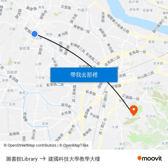 圖書館Library to 建國科技大學教學大樓 map