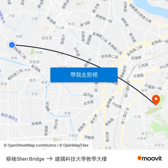 椹橋Shen Bridge to 建國科技大學教學大樓 map