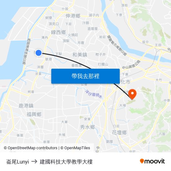 崙尾Lunyi to 建國科技大學教學大樓 map