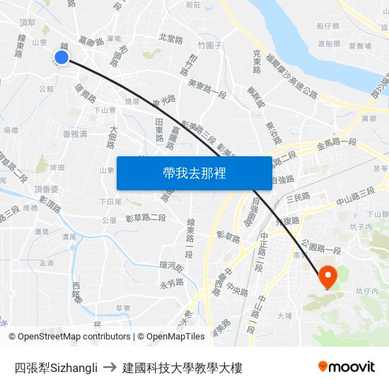 四張犁Sizhangli to 建國科技大學教學大樓 map