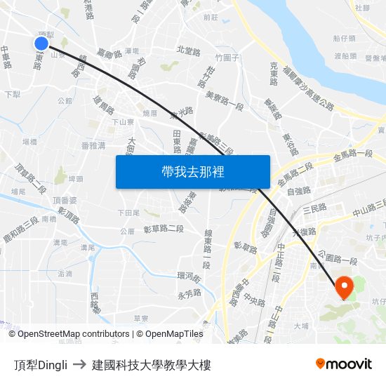 頂犁Dingli to 建國科技大學教學大樓 map