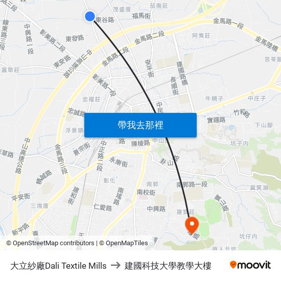 大立紗廠Dali Textile Mills to 建國科技大學教學大樓 map