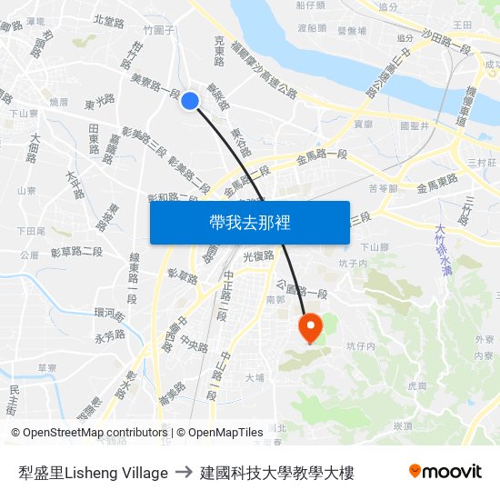 犁盛里Lisheng Village to 建國科技大學教學大樓 map