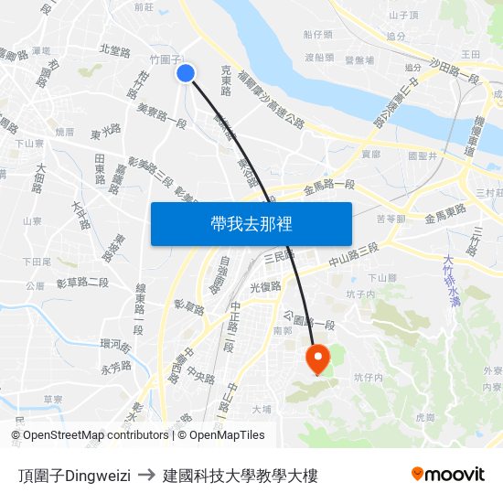 頂圍子Dingweizi to 建國科技大學教學大樓 map