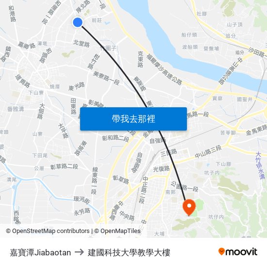 嘉寶潭Jiabaotan to 建國科技大學教學大樓 map