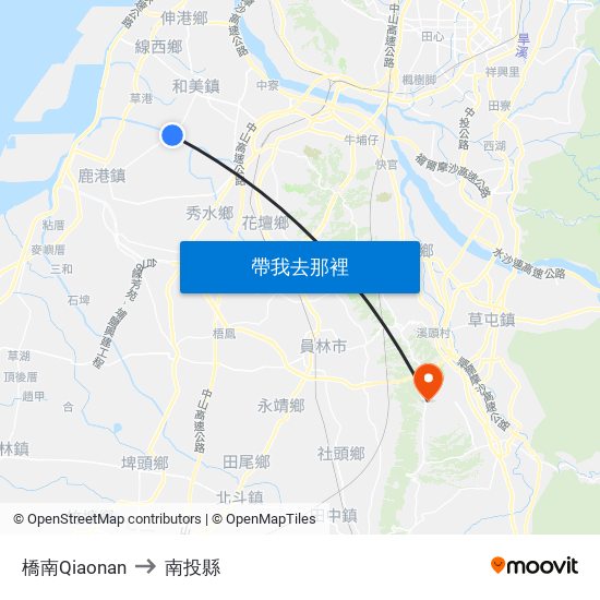 橋南Qiaonan to 南投縣 map