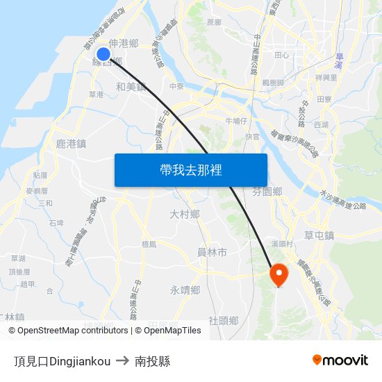 頂見口Dingjiankou to 南投縣 map