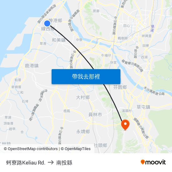 蚵寮路Keliau Rd. to 南投縣 map