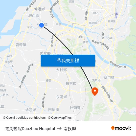 道周醫院Daozhou Hospital to 南投縣 map