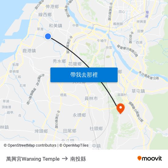 萬興宮Wanxing Temple to 南投縣 map