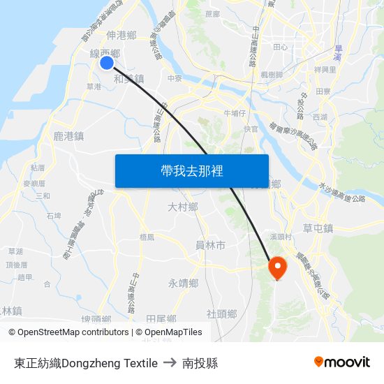 東正紡織Dongzheng Textile to 南投縣 map