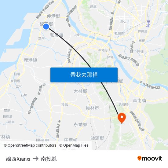 線西Xianxi to 南投縣 map