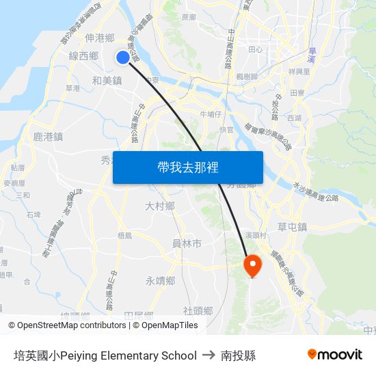 培英國小Peiying Elementary School to 南投縣 map