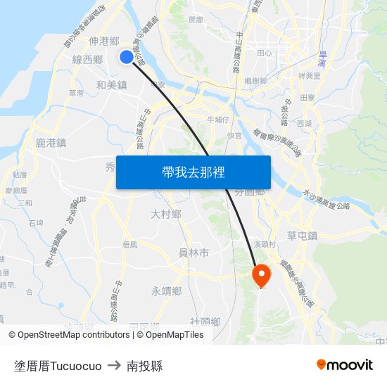 塗厝厝Tucuocuo to 南投縣 map