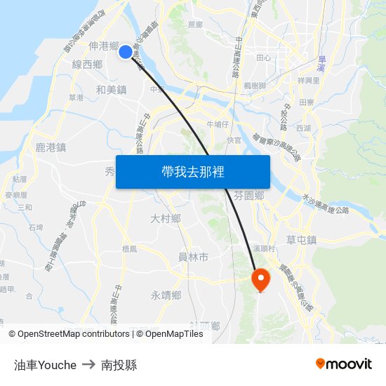 油車Youche to 南投縣 map