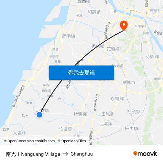 南光里Nanguang Village to Changhua map