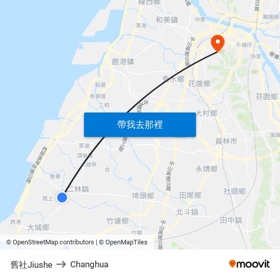 舊社Jiushe to Changhua map