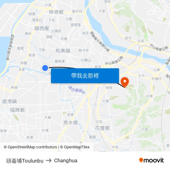 頭崙埔Toulunbu to Changhua map