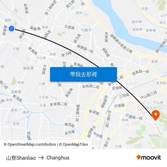 山寮Shanliao to Changhua map