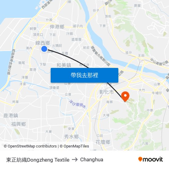 東正紡織Dongzheng Textile to Changhua map