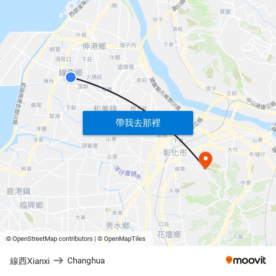 線西Xianxi to Changhua map