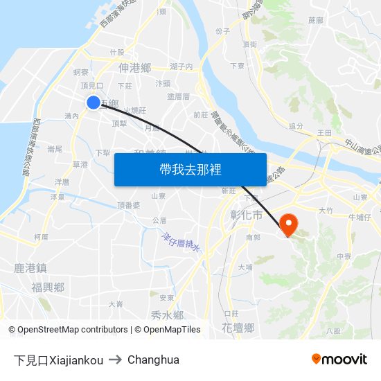 下見口Xiajiankou to Changhua map