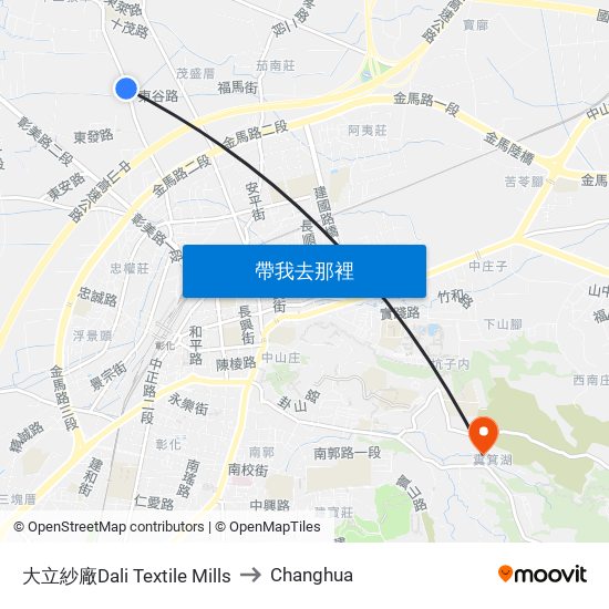 大立紗廠Dali Textile Mills to Changhua map