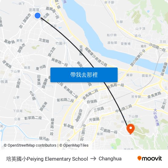 培英國小Peiying Elementary School to Changhua map