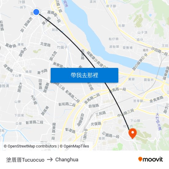 塗厝厝Tucuocuo to Changhua map