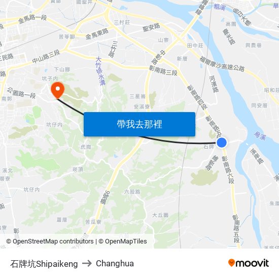 石牌坑Shipaikeng to Changhua map