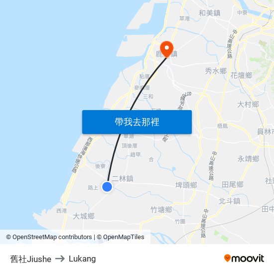 舊社Jiushe to Lukang map