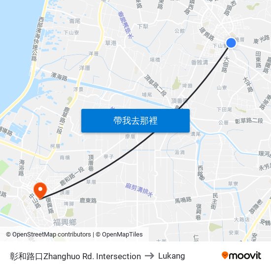 彰和路口Zhanghuo Rd. Intersection to Lukang map