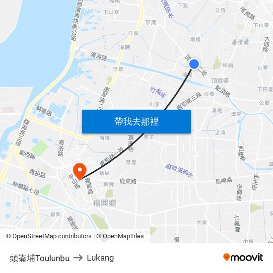頭崙埔Toulunbu to Lukang map
