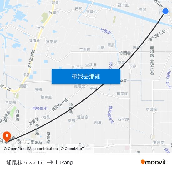 埔尾巷Puwei Ln. to Lukang map