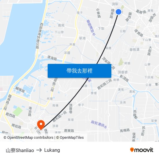 山寮Shanliao to Lukang map