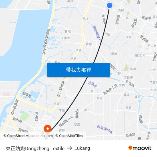 東正紡織Dongzheng Textile to Lukang map