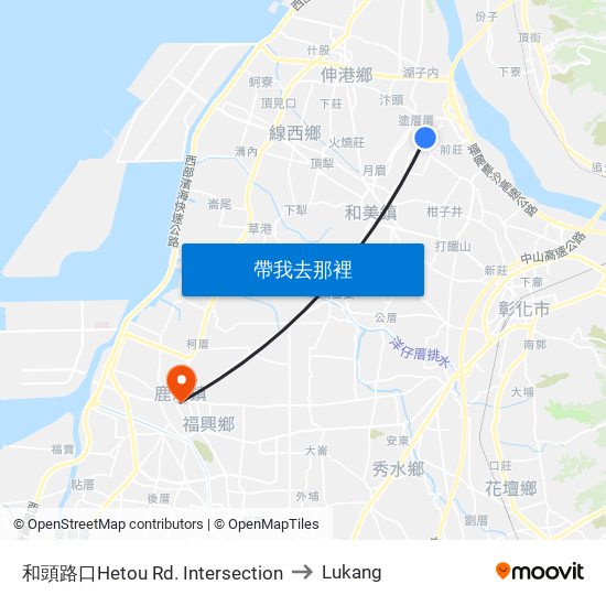 和頭路口Hetou Rd. Intersection to Lukang map