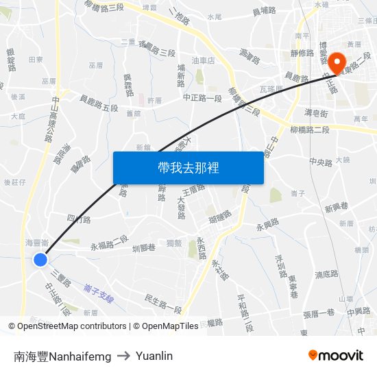 南海豐Nanhaifemg to Yuanlin map