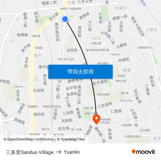 三多里Sanduo Village to Yuanlin map