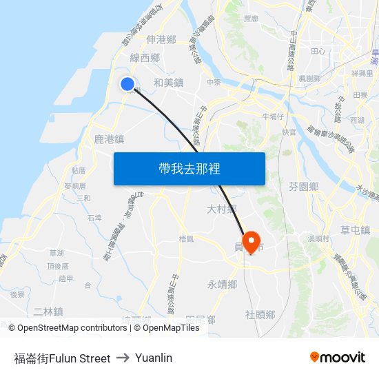 福崙街Fulun Street to Yuanlin map