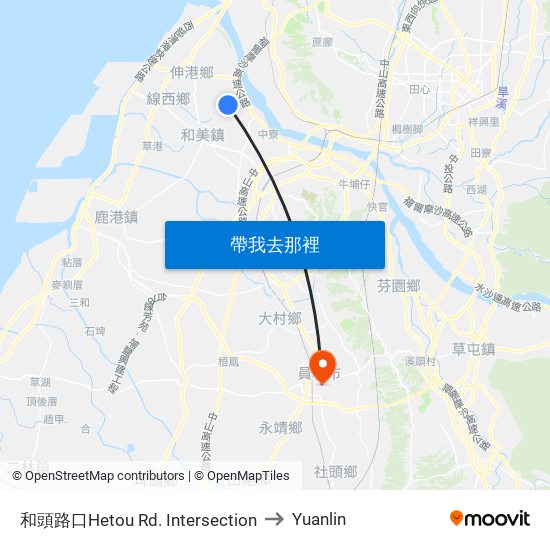 和頭路口Hetou Rd. Intersection to Yuanlin map