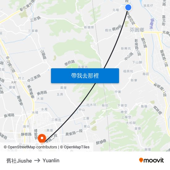 舊社Jiushe to Yuanlin map