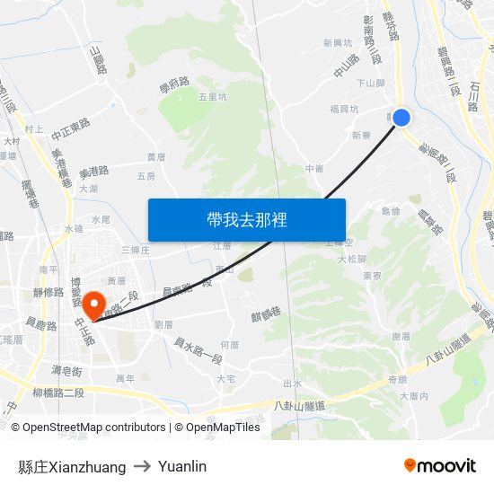 縣庄Xianzhuang to Yuanlin map