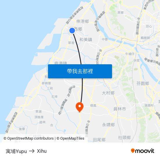 寓埔Yupu to Xihu map