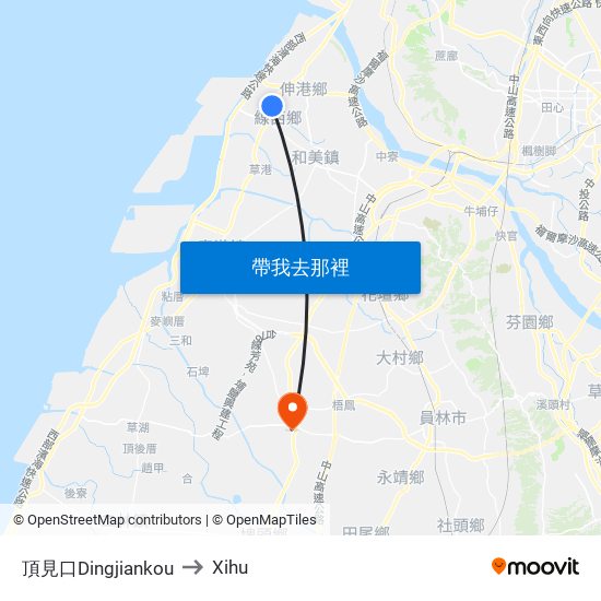 頂見口Dingjiankou to Xihu map