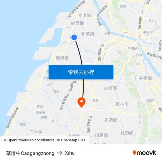 草港中Caogangzhong to Xihu map