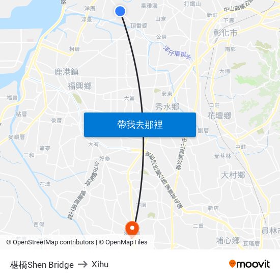 椹橋Shen Bridge to Xihu map