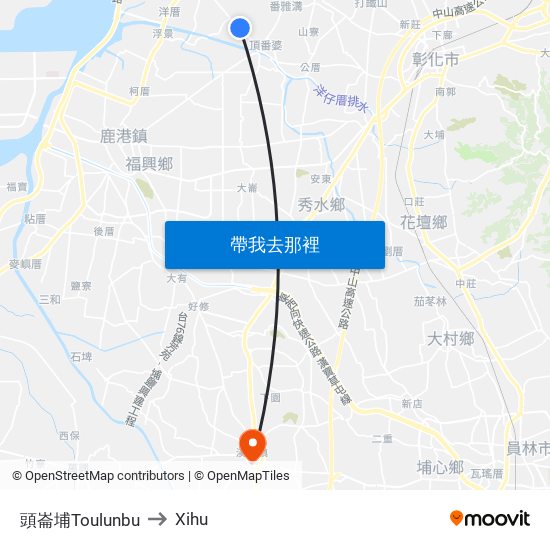 頭崙埔Toulunbu to Xihu map