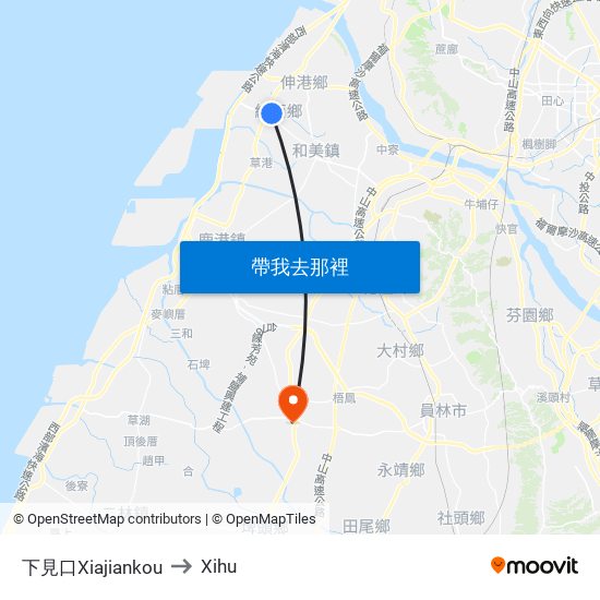 下見口Xiajiankou to Xihu map