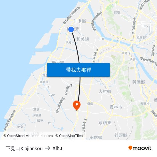 下見口Xiajiankou to Xihu map